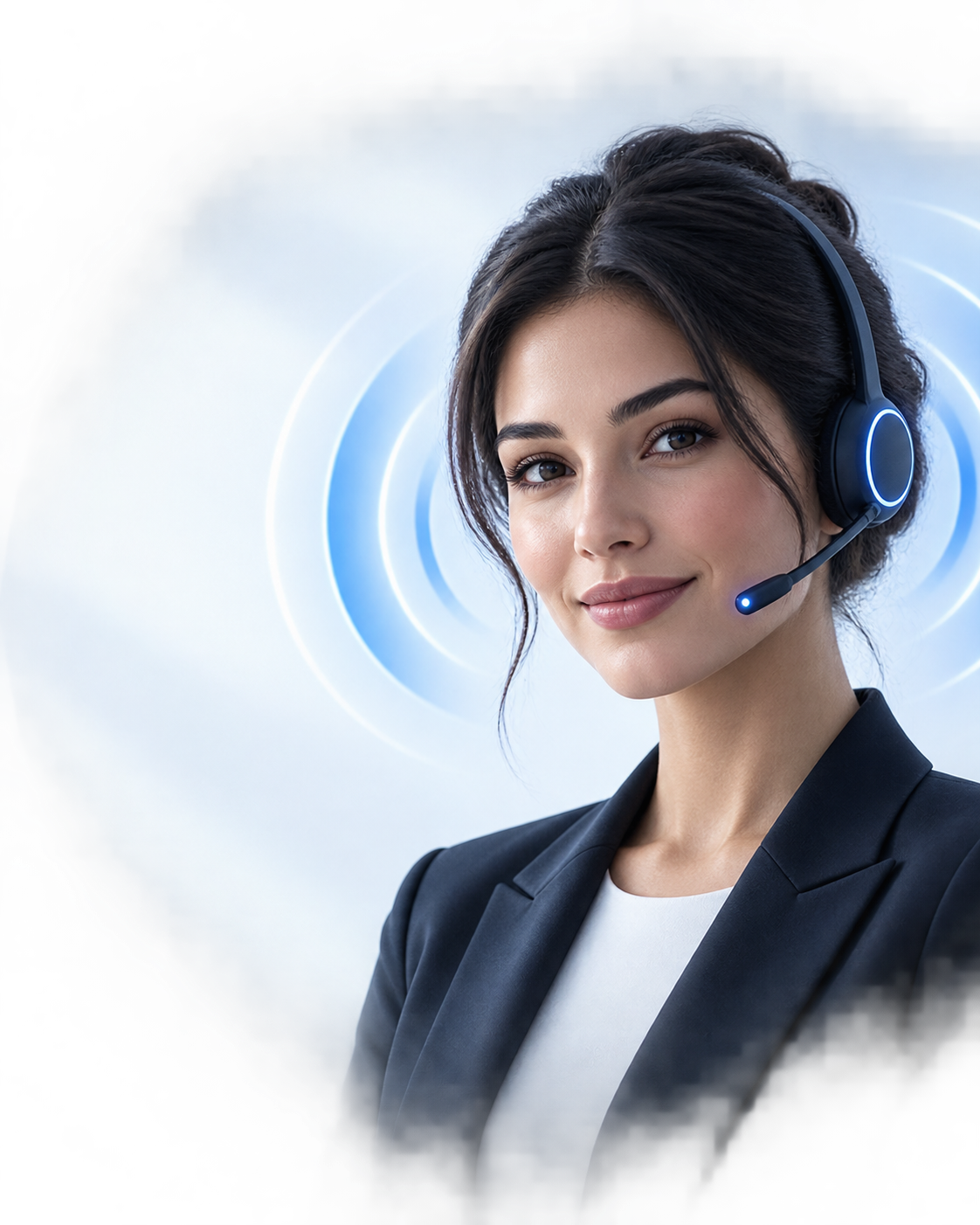 Futuristic virtual assistant representing the AI Receptionist